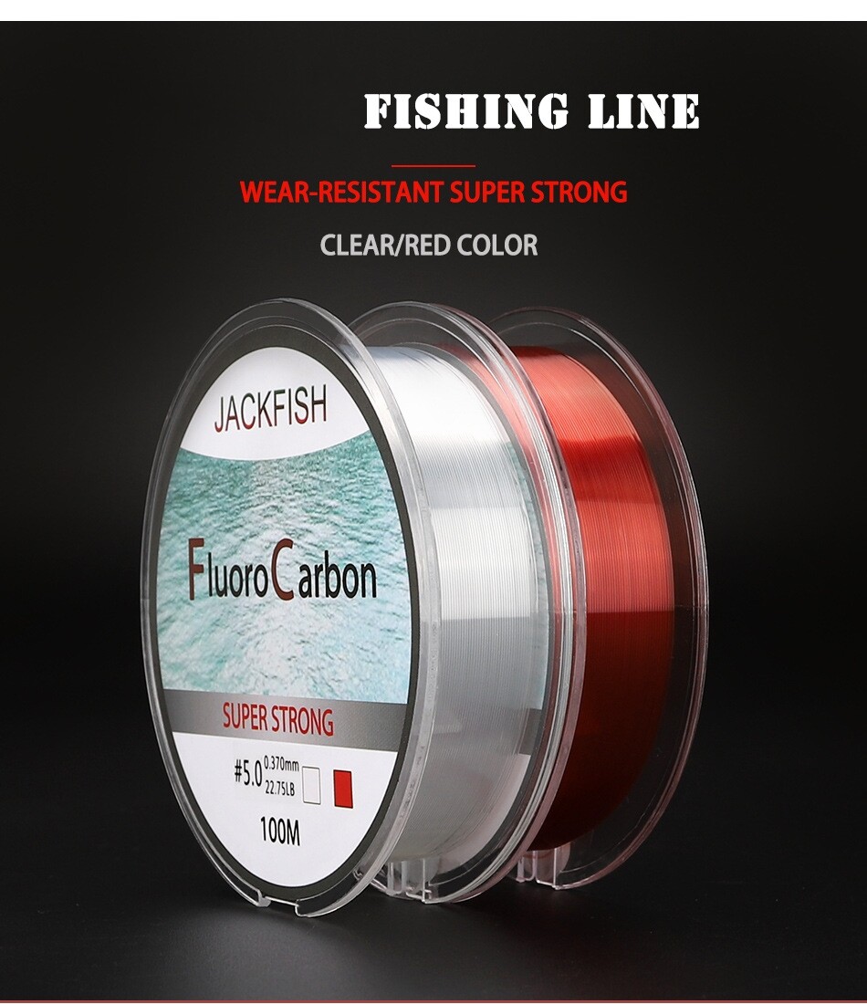 100M Fluorocarbon Fishing Line Red/White Colors 4-32LB Carbon Fiber Leader Line