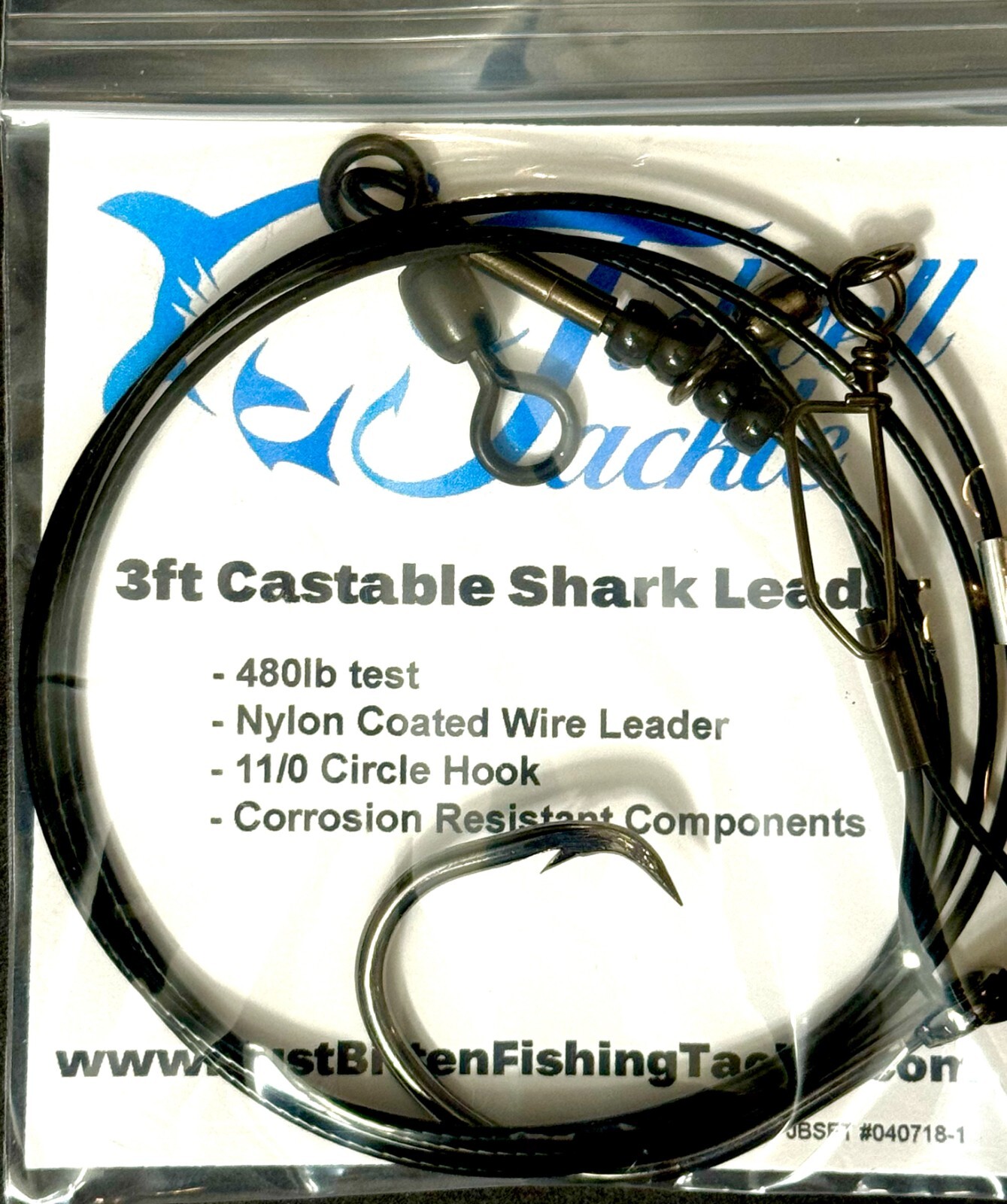 Small Shark Rig – 3ft Castable Shark Fishing Leader – Circle Hook Surf Fishing