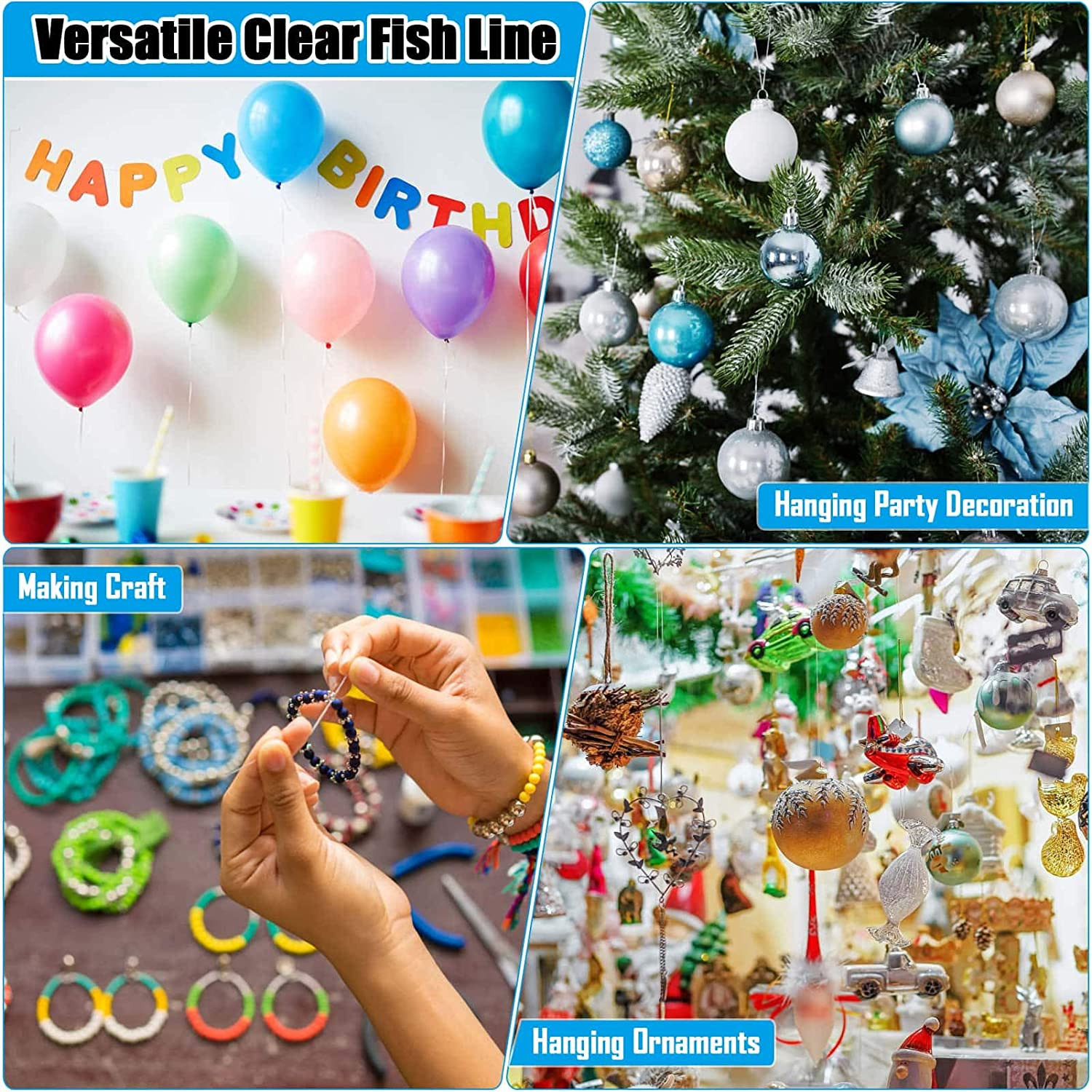 Clear Fishing Wire 656FT Fishing Line Invisible Hanging Wire Strong Nylon String
