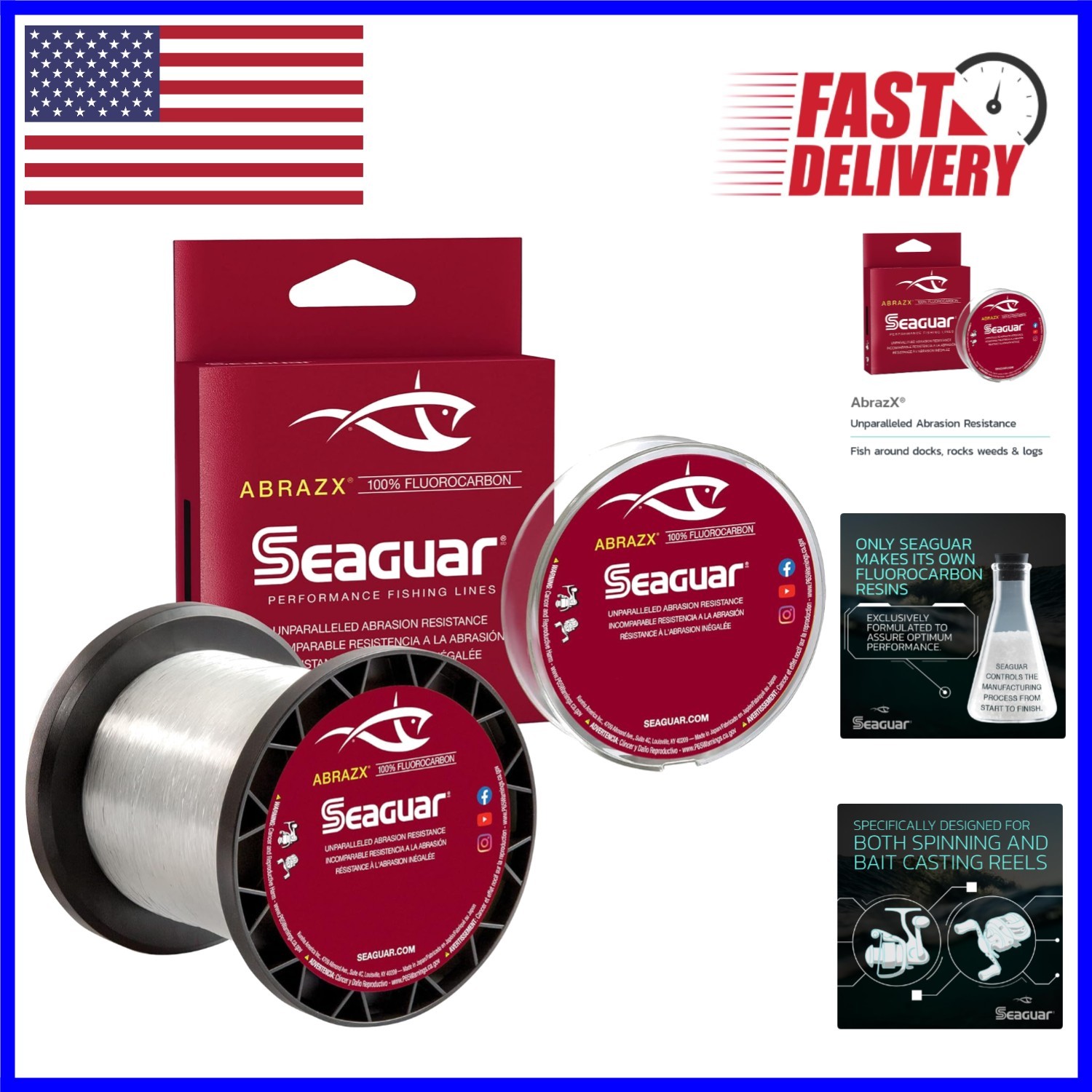 20lbs/200yds AbrazX Freshwater Fishing Line – Invisible & Strong Fluorocarbon