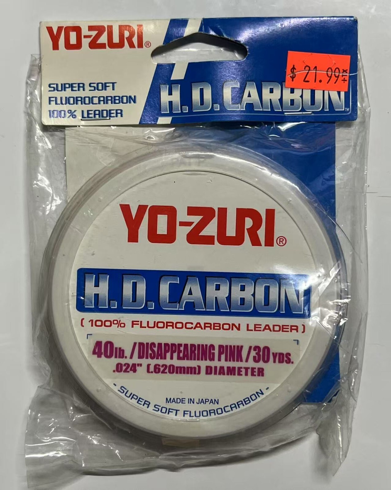 Yo-Zuri HD Carbon 40LB/30YDS 100% Fluorocarbon Fishing Line Leader Color-Select