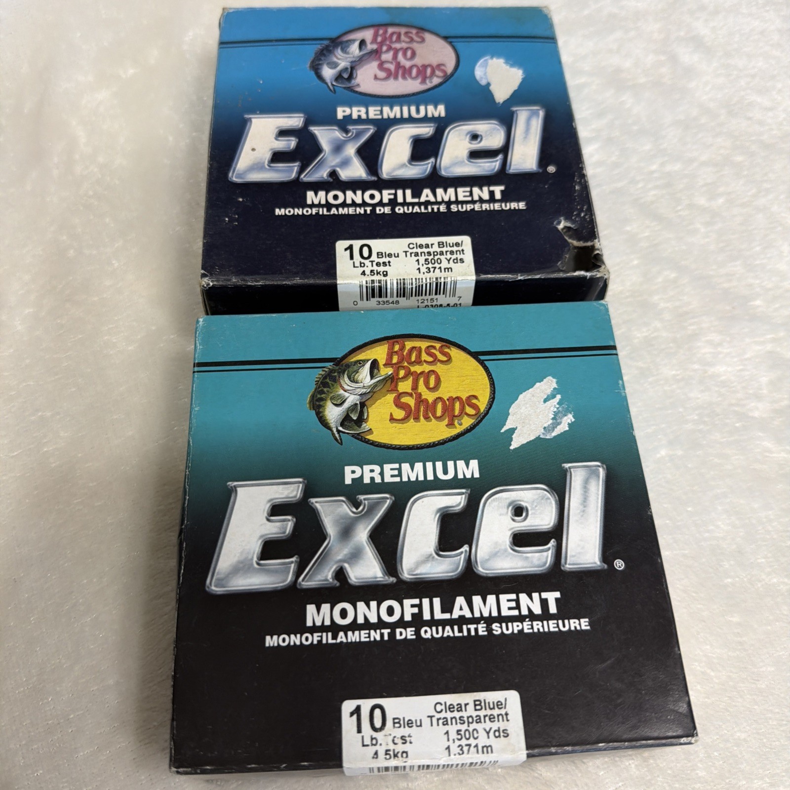 Premium Excel Monofilament Fishing Line 10lb Test 1500 Yards Clear Blue 2 Boxes