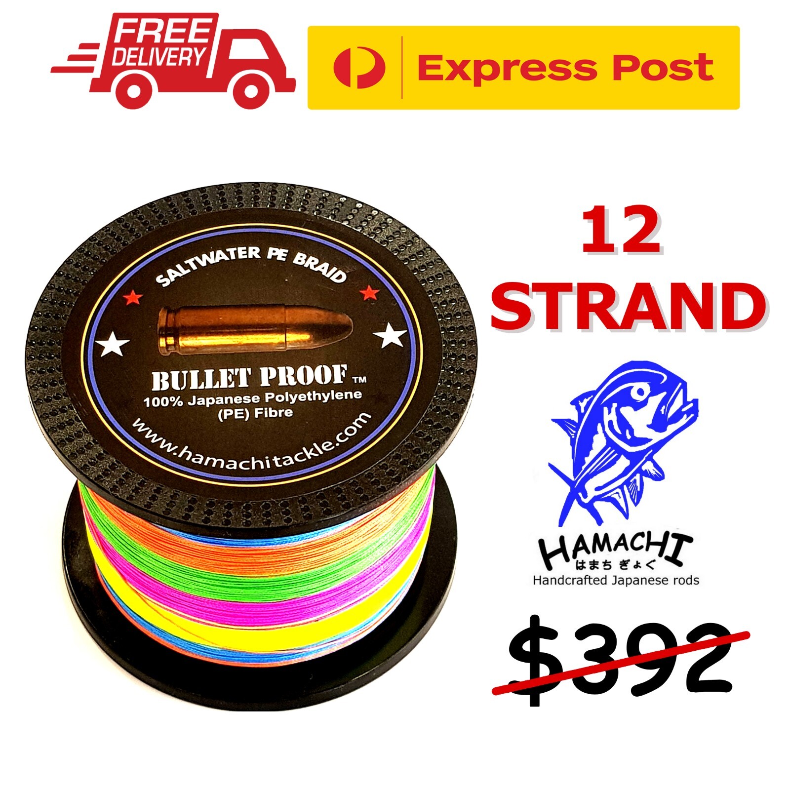 Hamachi Japan Braid 12 STRAND 1000m PE Fishing jigging spinning Line