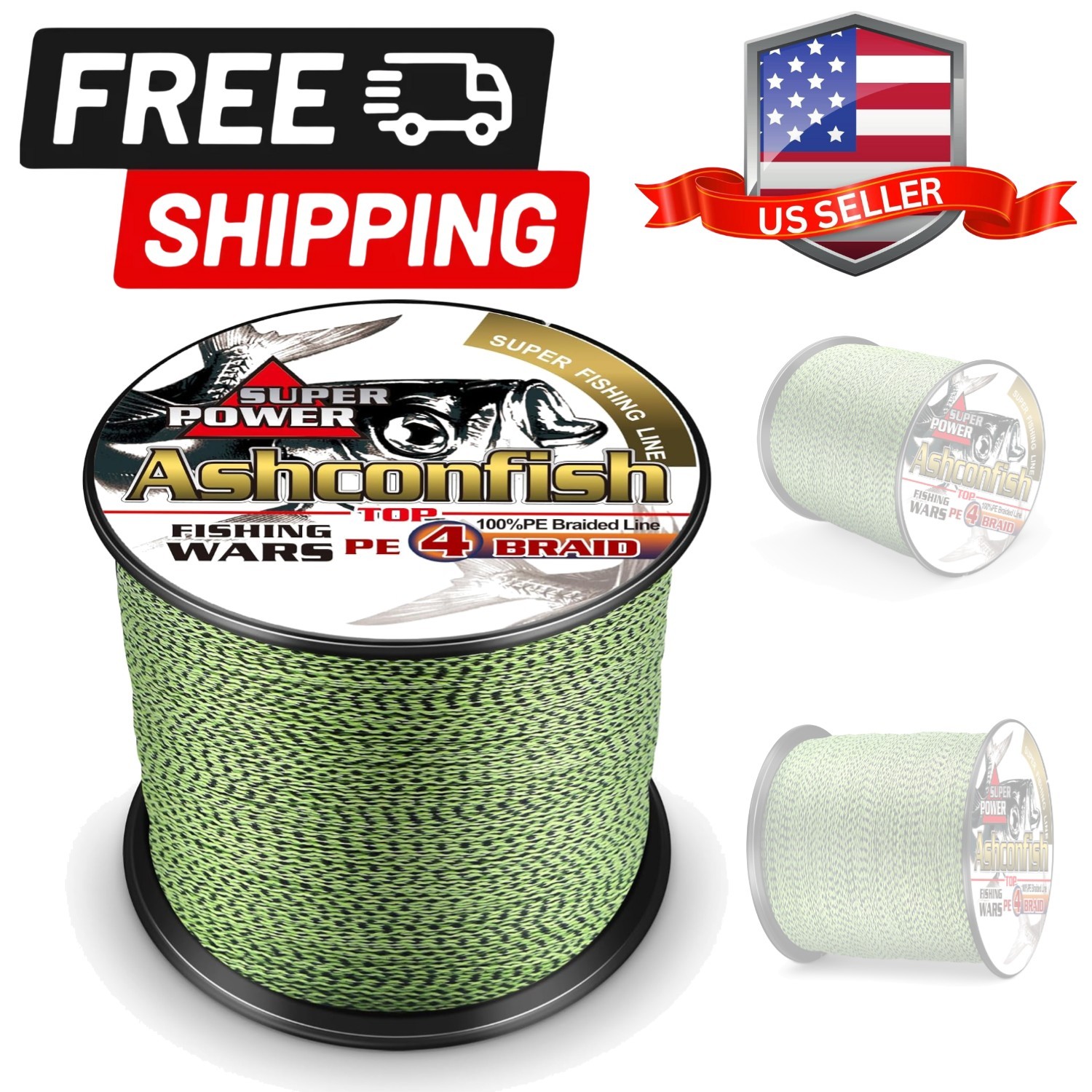 Braided Fishing Line- 4 Strands Super Strong PE Fishing Wire- 6lb to 100lb -1…