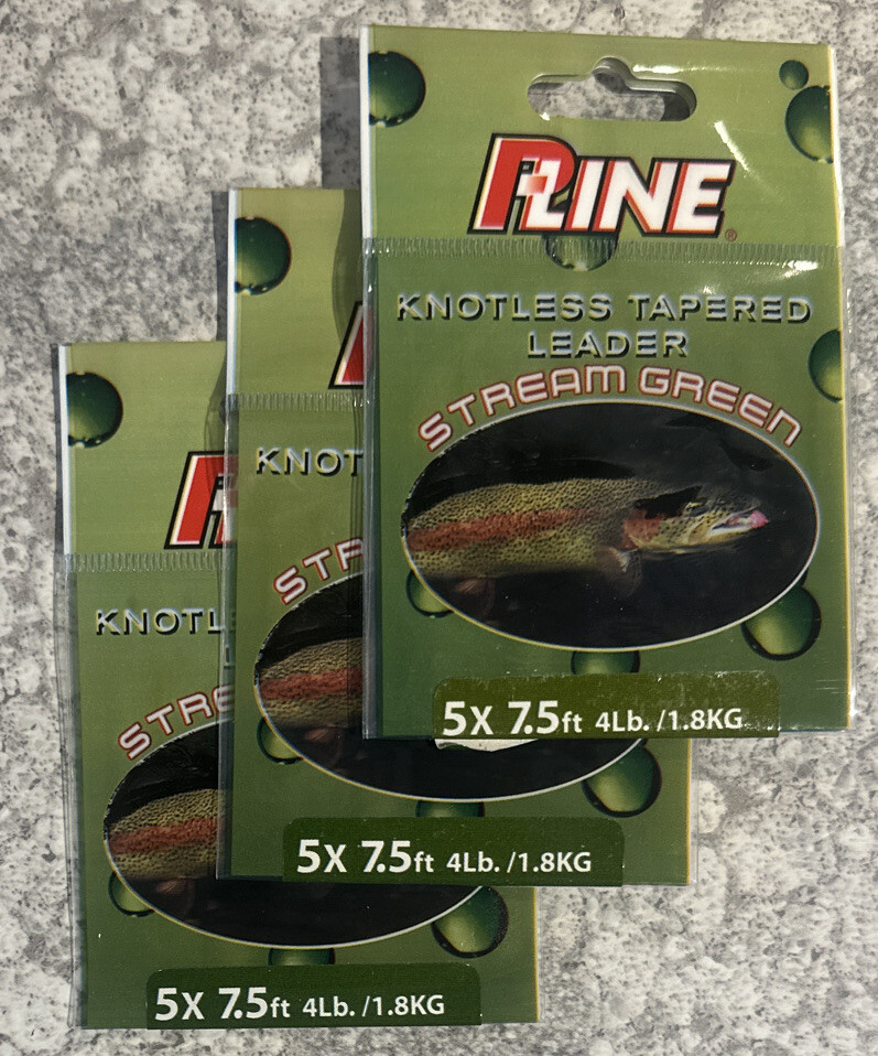 3 Packs P Line Knotless Tapered Fly Fishing Leader 5X 7.5’