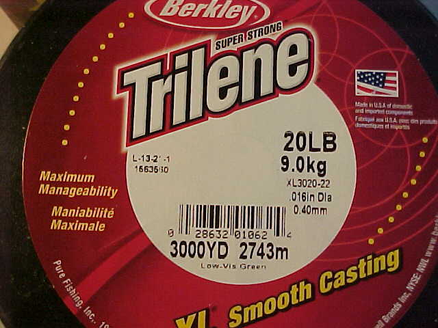 NEW BULK SPOOLS BERKLEY TRILENE 20 LB 3000 YDS LINE FISHING green XL