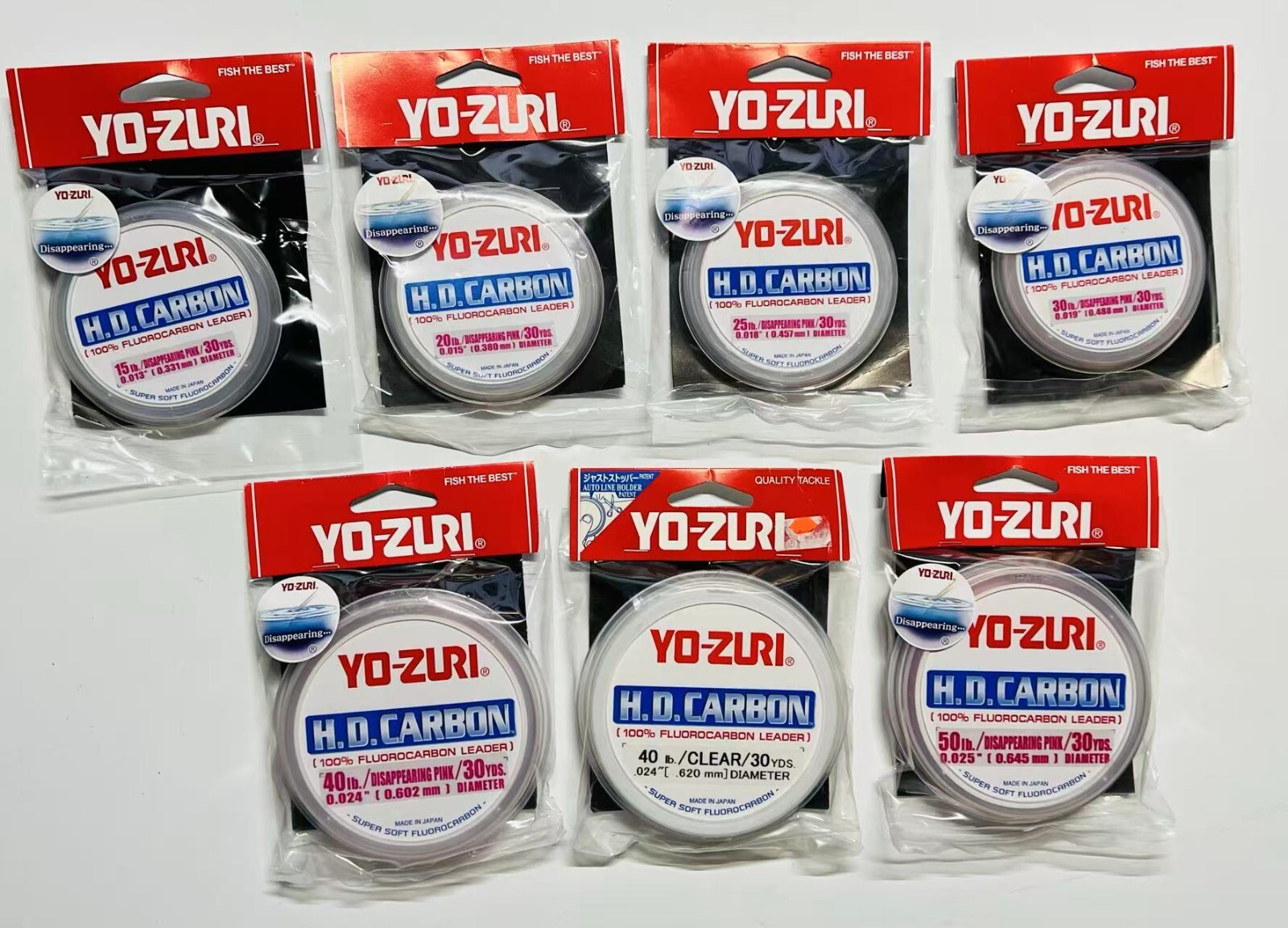 Yo-Zuri HD Carbon 40LB/30YDS 100% Fluorocarbon Fishing Line Leader Color-Select