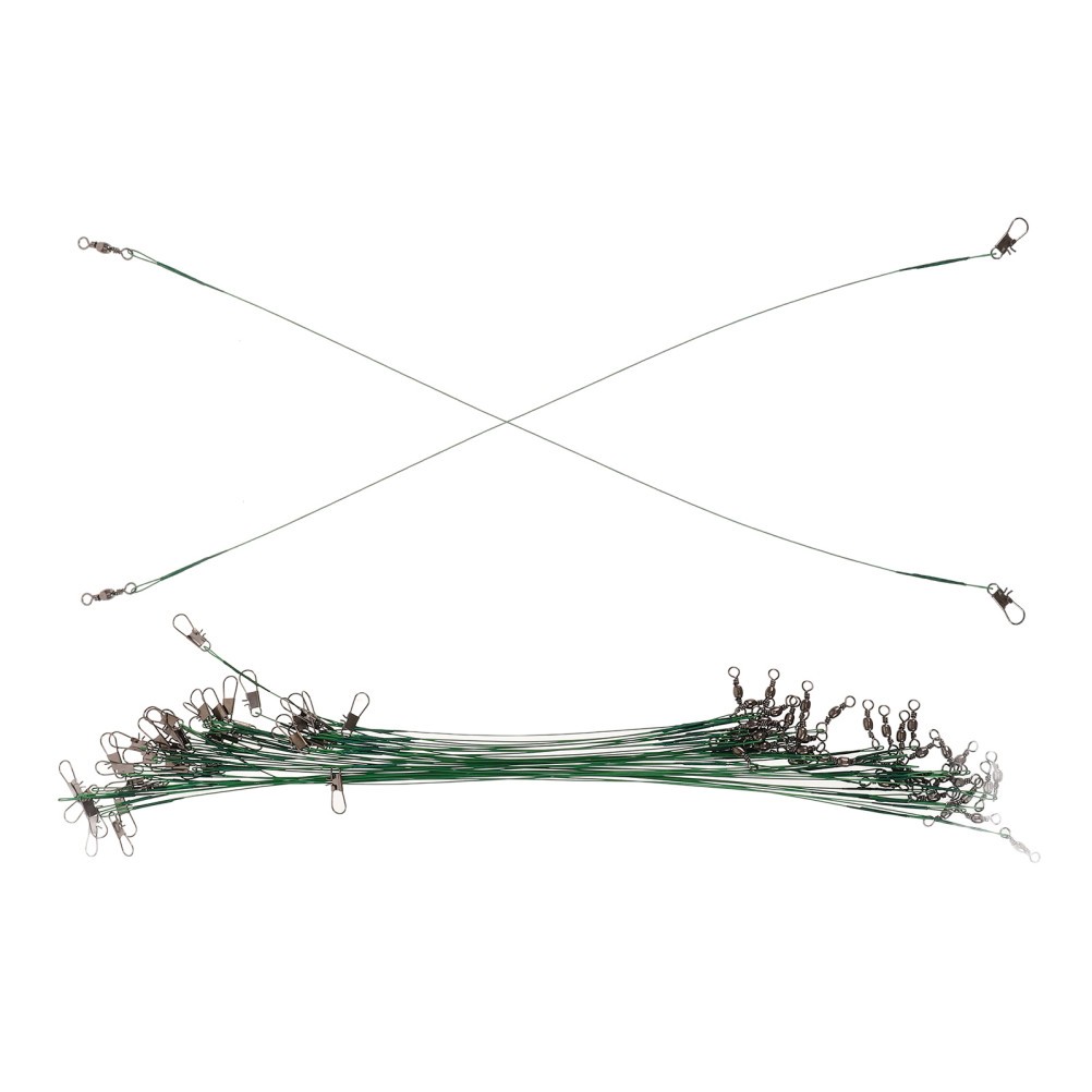 40Pcs Steel Wire Fishing Leader Kit with Swivels Snaps for Fishing Gear