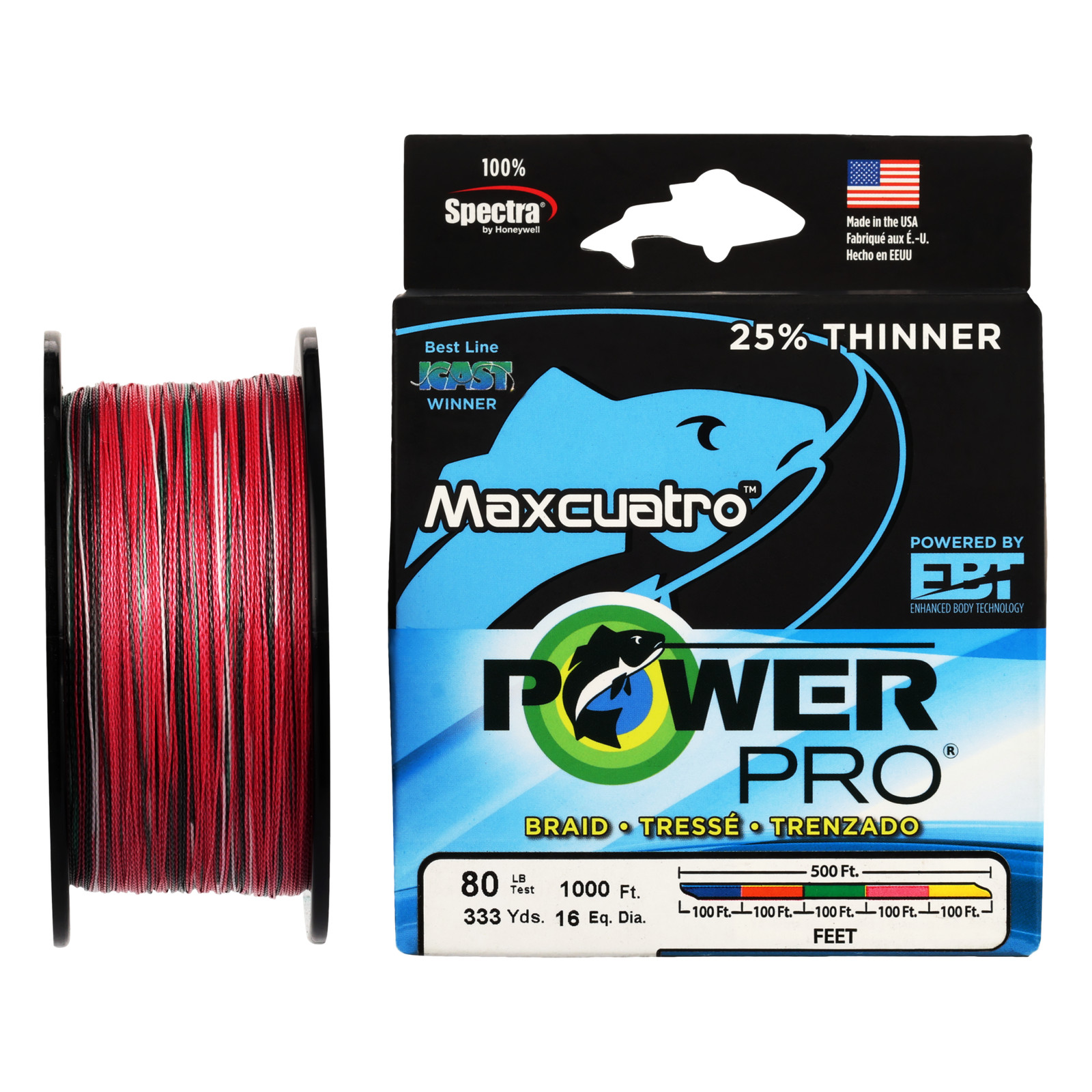 PowerPro MAXCUATRO METERED Braided Fishing Line – 5_Color – 80lb – 3000yd (33…