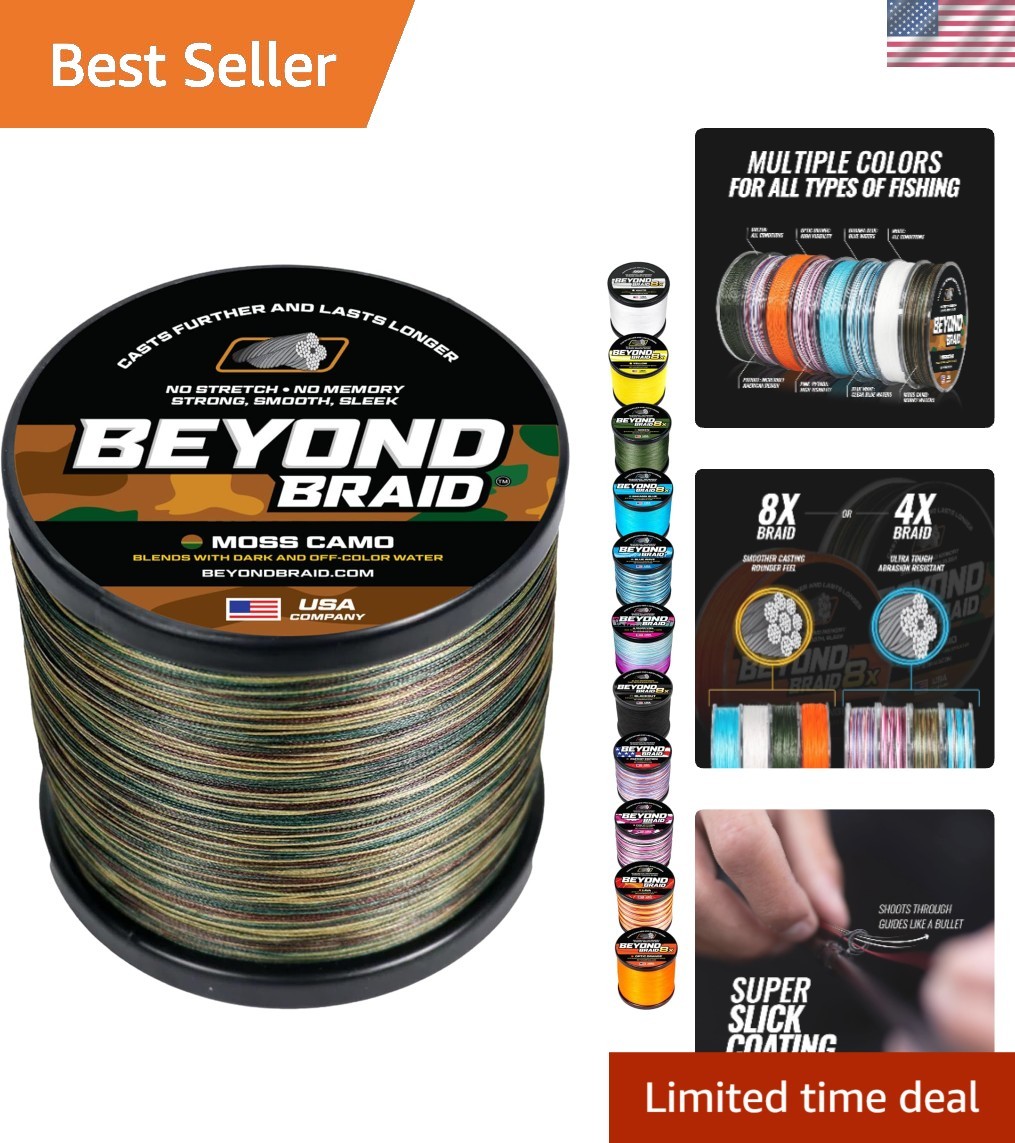 Super Strong Braided Fishing Line – Moss Camo 1500ft 15lbs for Sensitive Fishing
