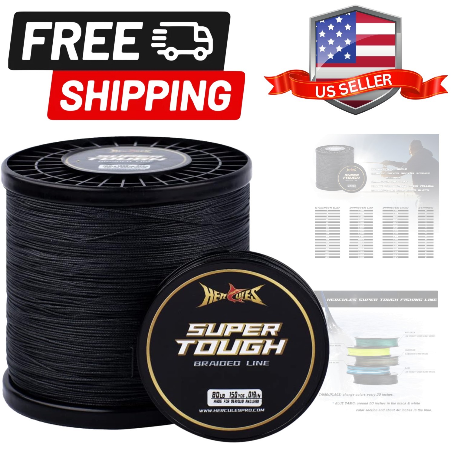 Super Tough Braided Fishing Line 4 Strands / 8 Strands, 4lb – 160lb Braid Lin…