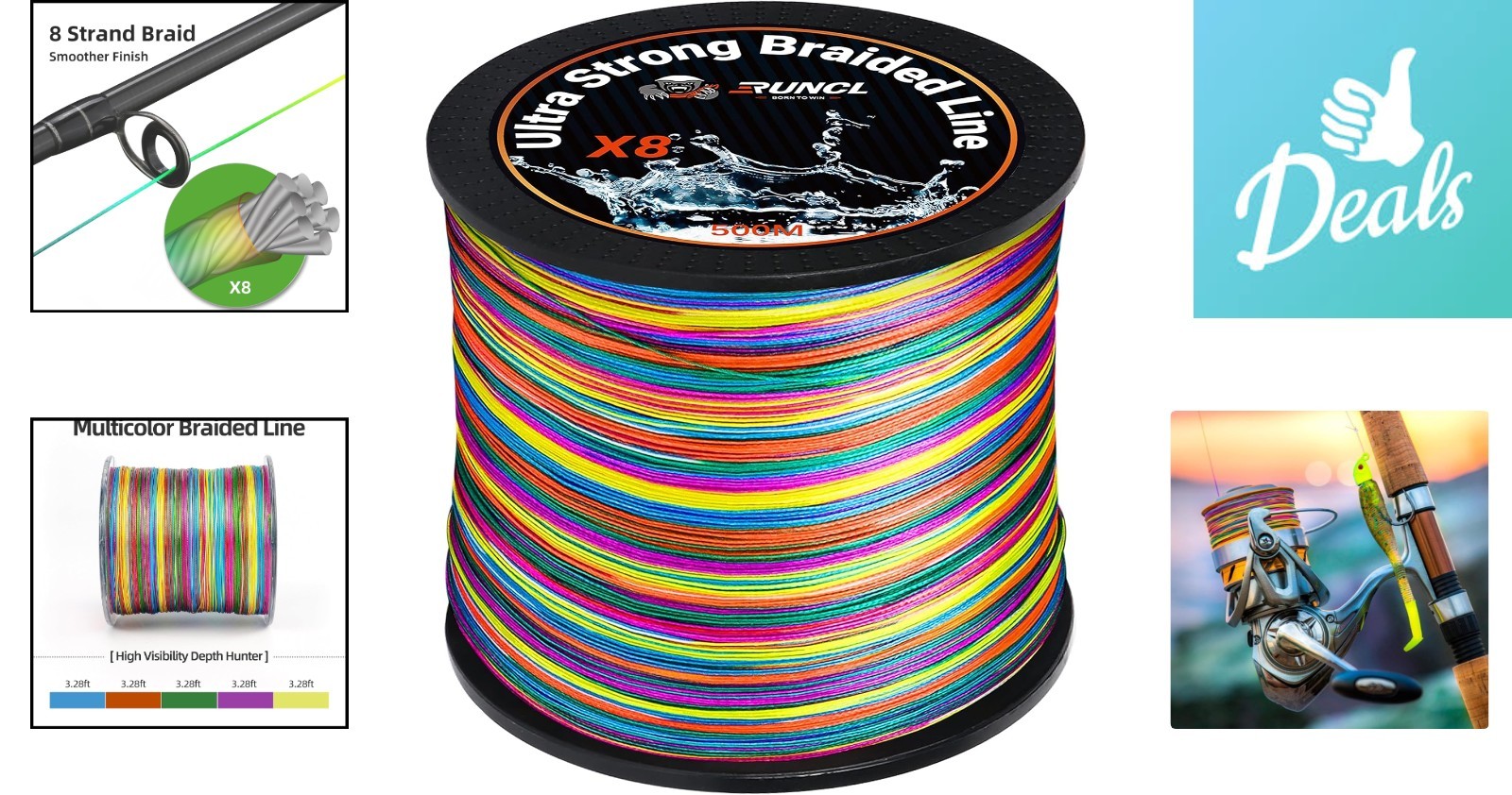 Durable 8-Strand Fishing Line – High Visibility, 12lb to 100lb for All Waters