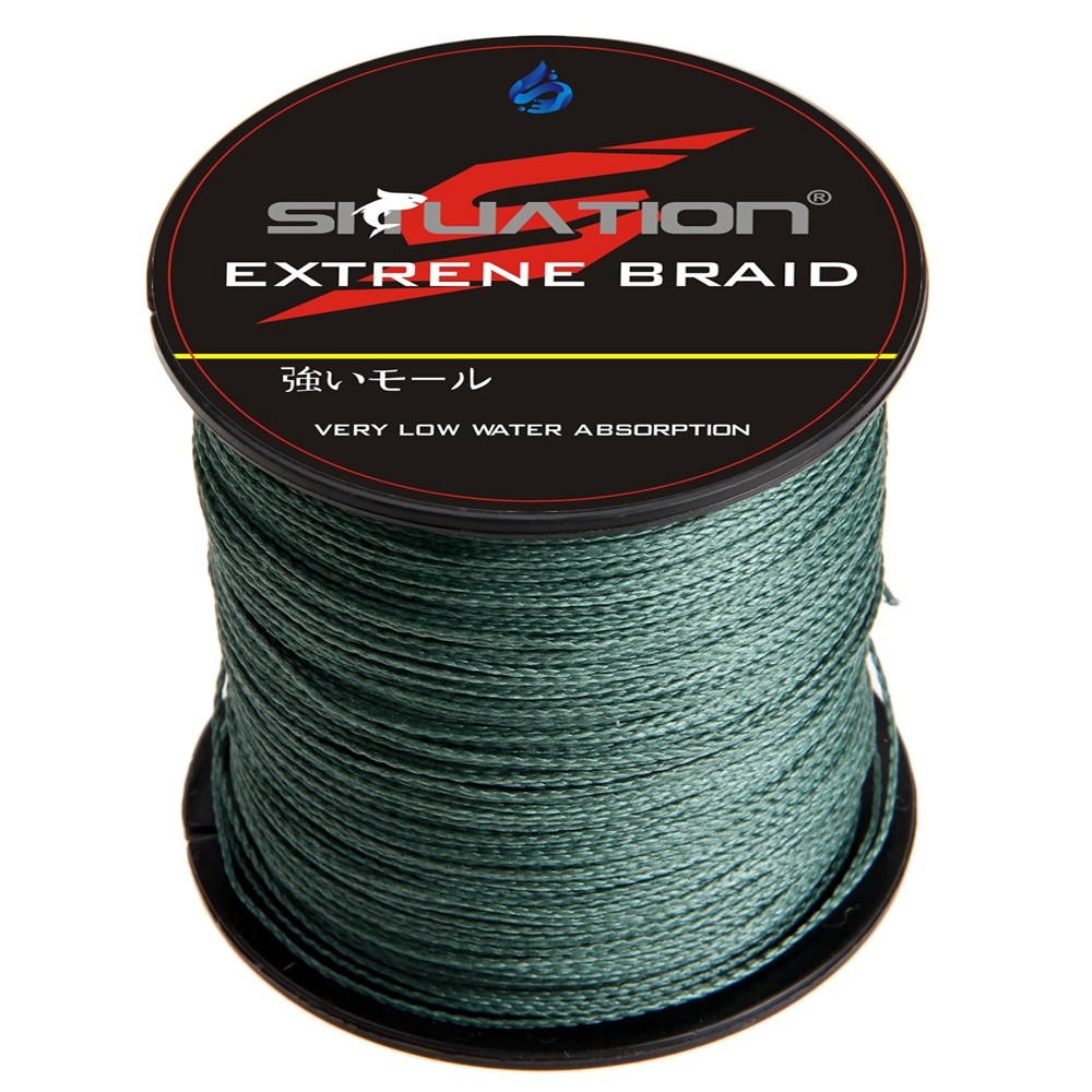 100-1000M 4 Strands Braided Fishing Line 10-150 lb Abrasion Resistant Moss Green