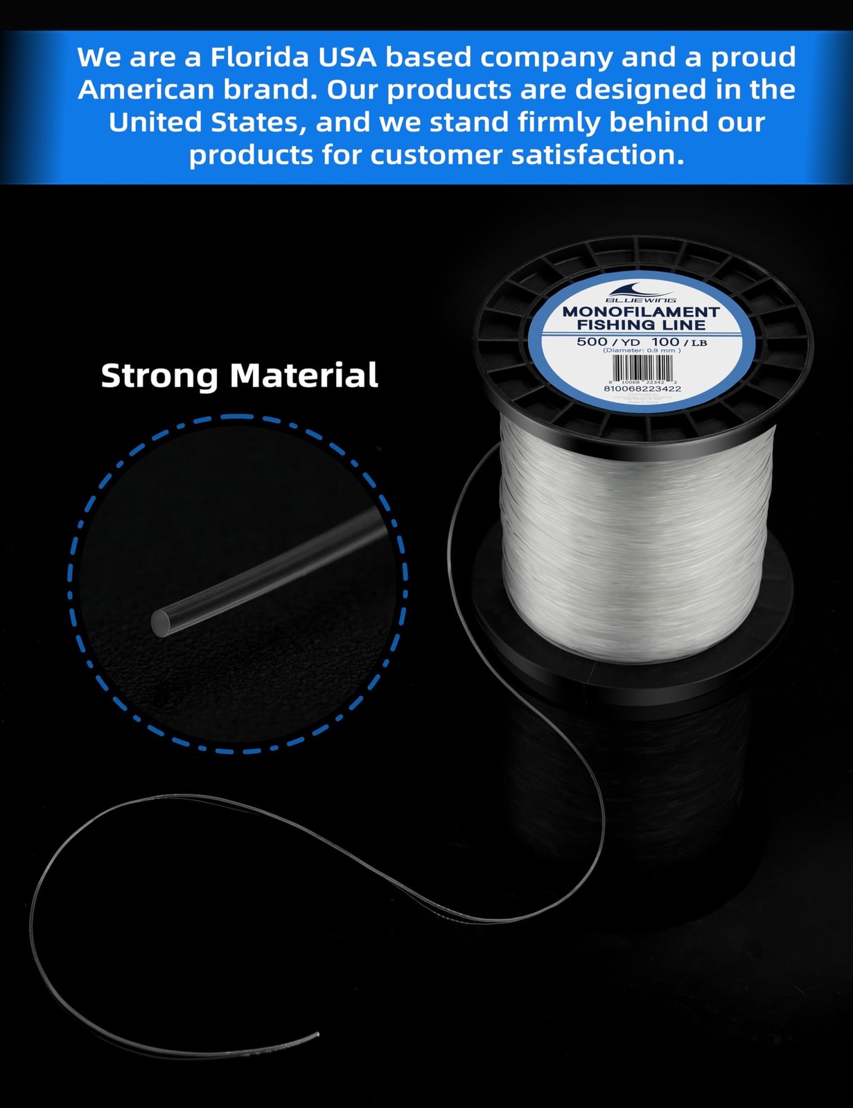 Monofilament Fishing Line 0.6mm 50lb 500 Yards Clear