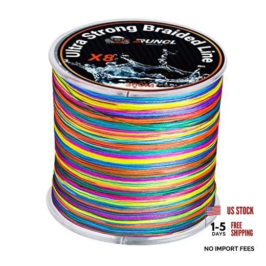 8 Strands Braided Fishing Line – High Visibility 55lb – 328yds Multicolor