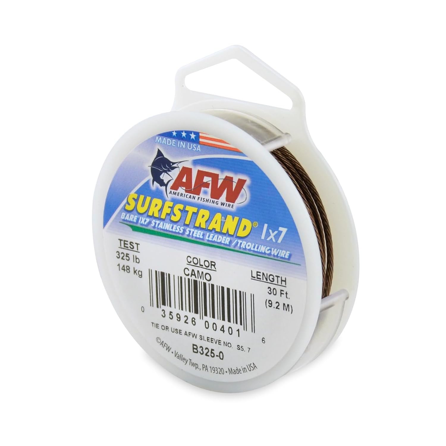 American Fishing Wire Surfstrand 325lb 30ft Camo Stainless Steel Leader Wire
