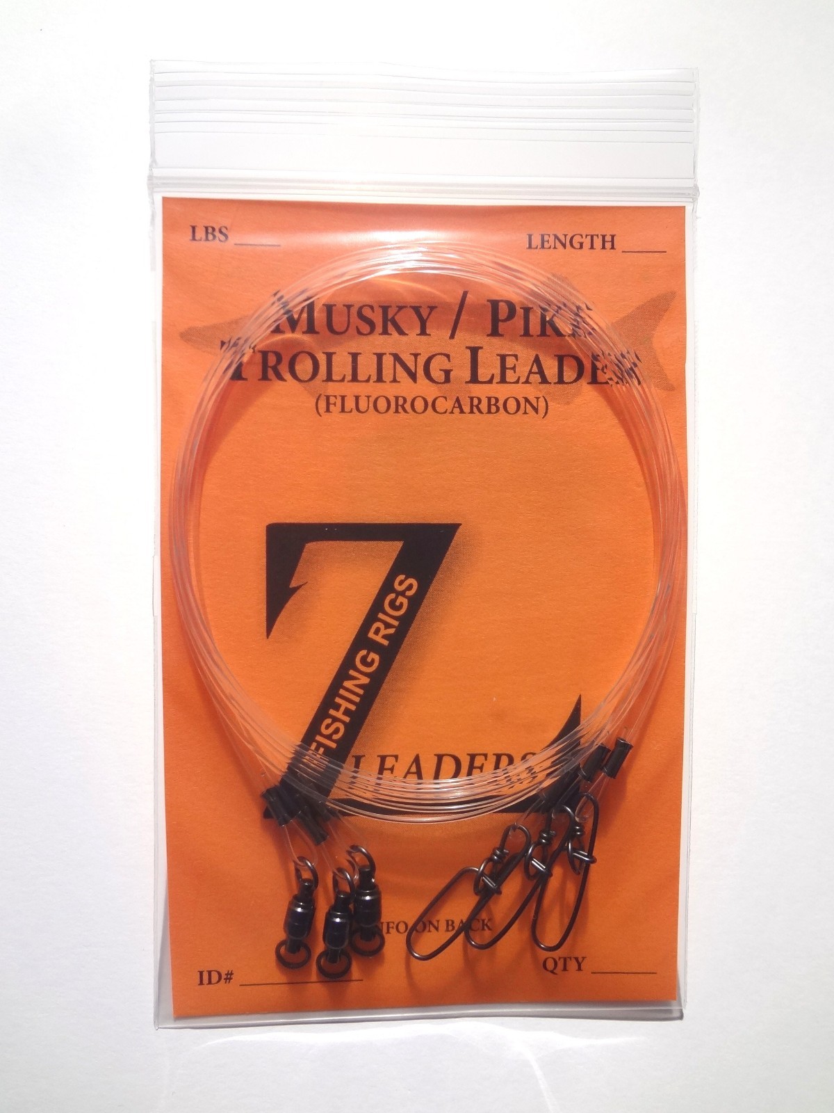 130# MUSKY / PIKE FLUOROCARBON TROLLING LEADERS 3 Pack 36″ BEARING SWIVEL LEADER
