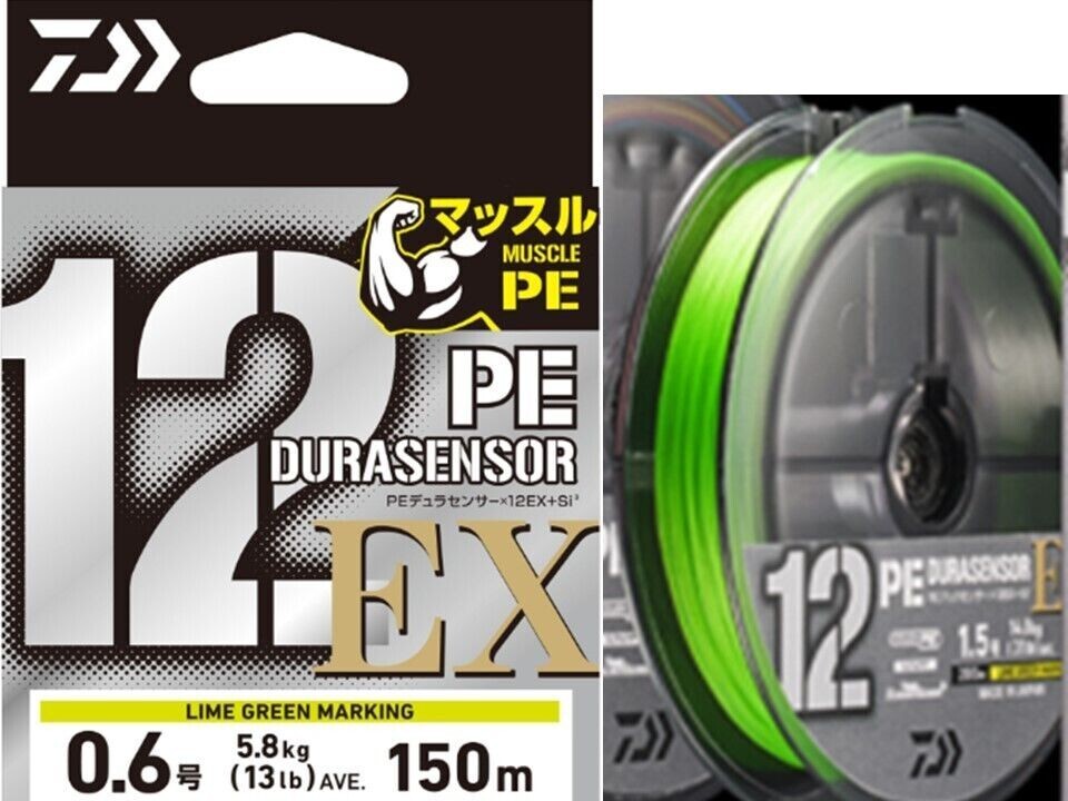 Daiwa Fishing PE Line UVF PE DURA SENSOR×12EX+Si3 150m #1-22 lb Green 1