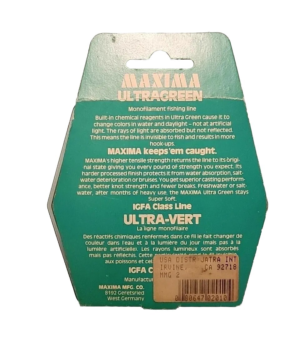 Maxima Ultragreen Mono Fishing Line 2 Lb 100 Yards Unused