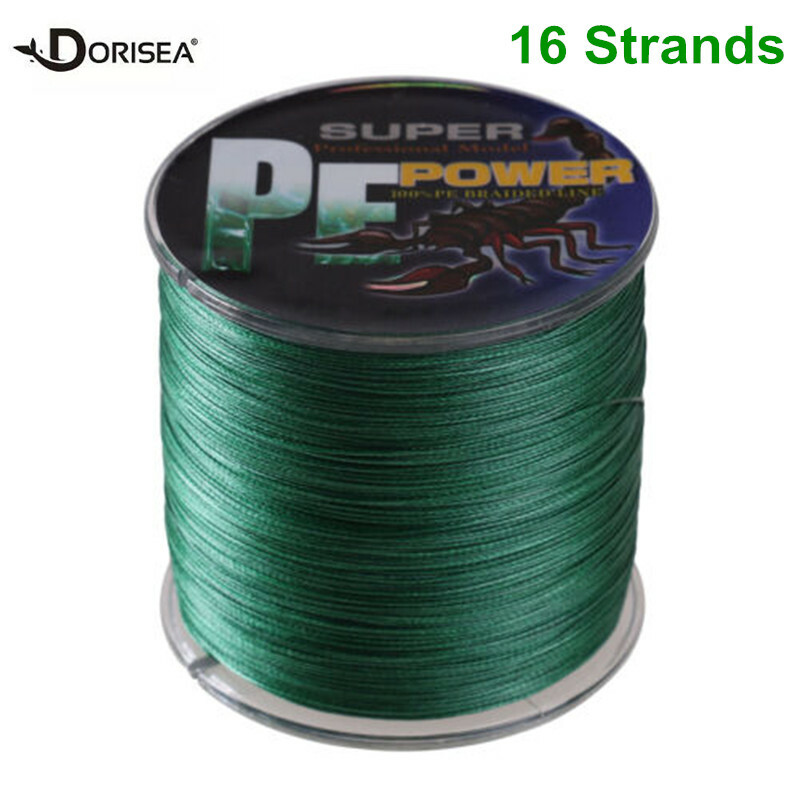 16 Strands 100M-2000M 20LB-500LB Moss Green Hollow Core Braided Fishing Line