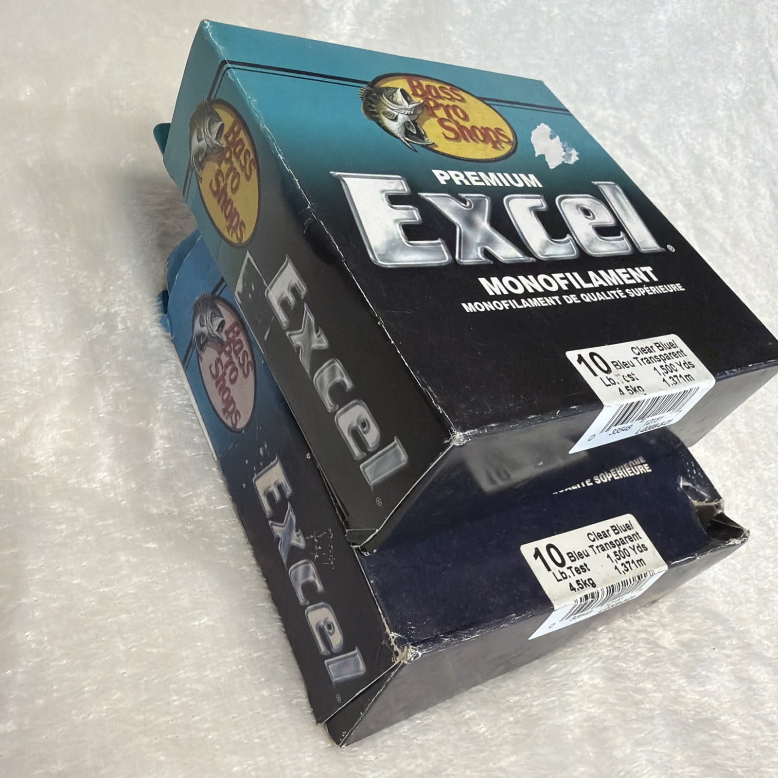 Premium Excel Monofilament Fishing Line 10lb Test 1500 Yards Clear Blue 2 Boxes