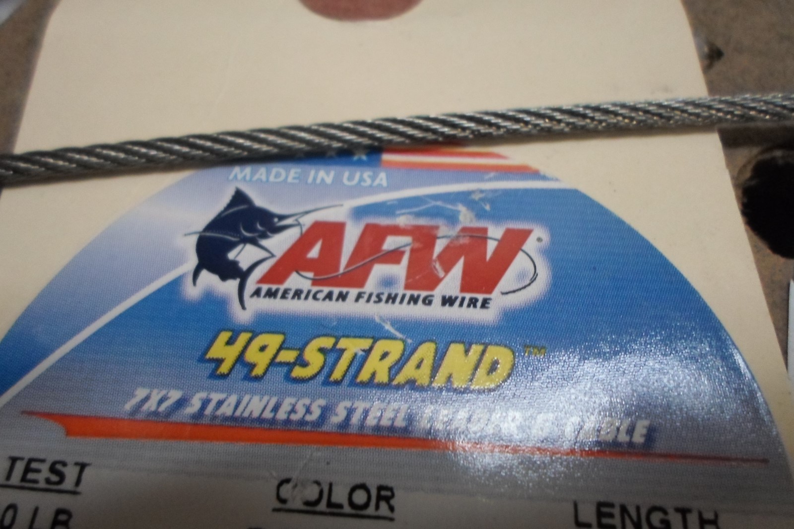 AFW 900 LB BRIGHT SS STAINLESS STEEL 49 STRAND 7 X 7 LEADER AND CABLE 12 crimps
