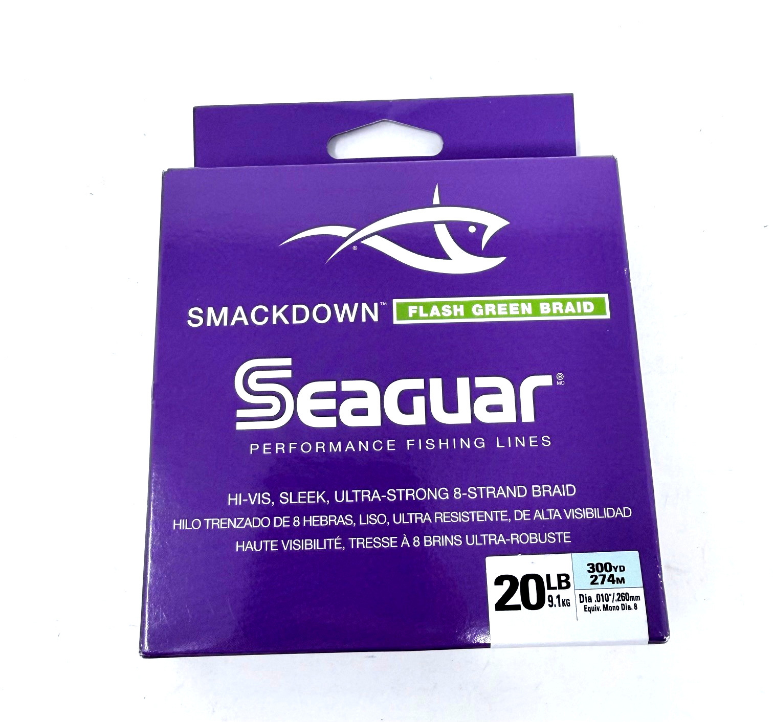 Seaguar Smackdown High Visibility Fishing Line – Flash Green Braid 20lb, 300yd