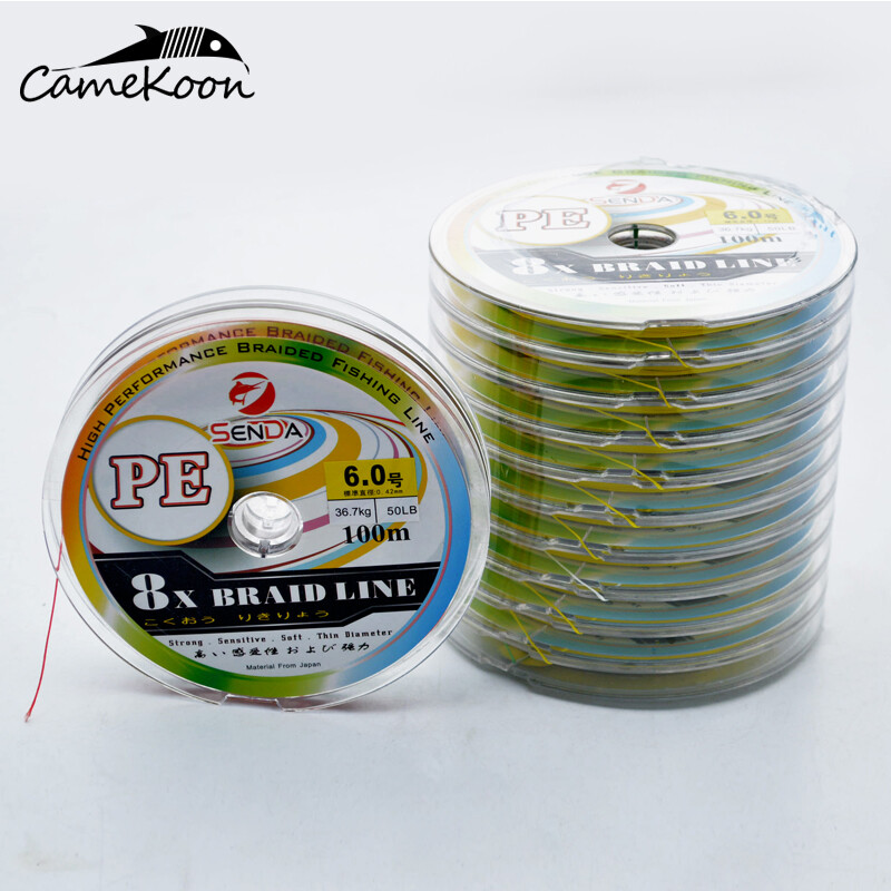 CAMEKOON PE Braided Fishing Line 8 Strand 10LB-150LB Multifilament Colorful Line