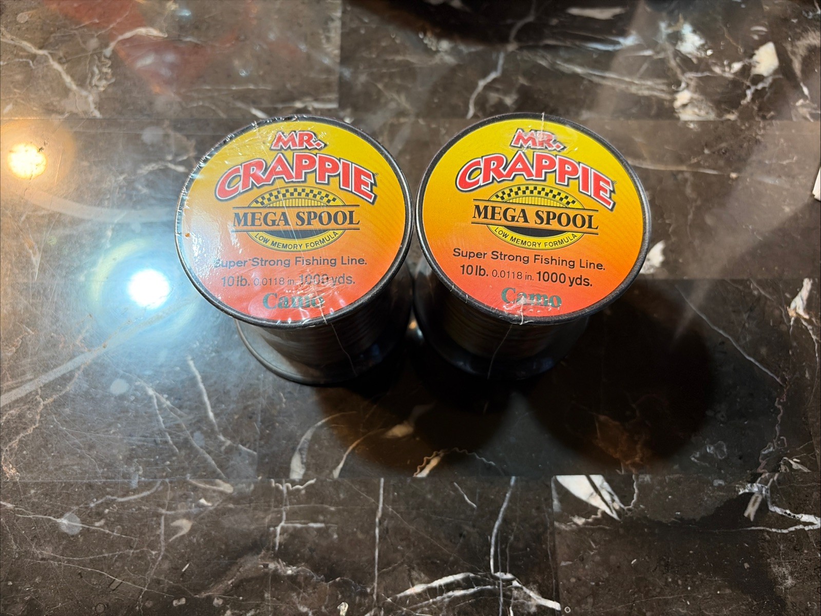(SET OF 2) Mr. Crappie Mega Spool Monofilament Fishing Line, 10lb 1000 Yds CAMO