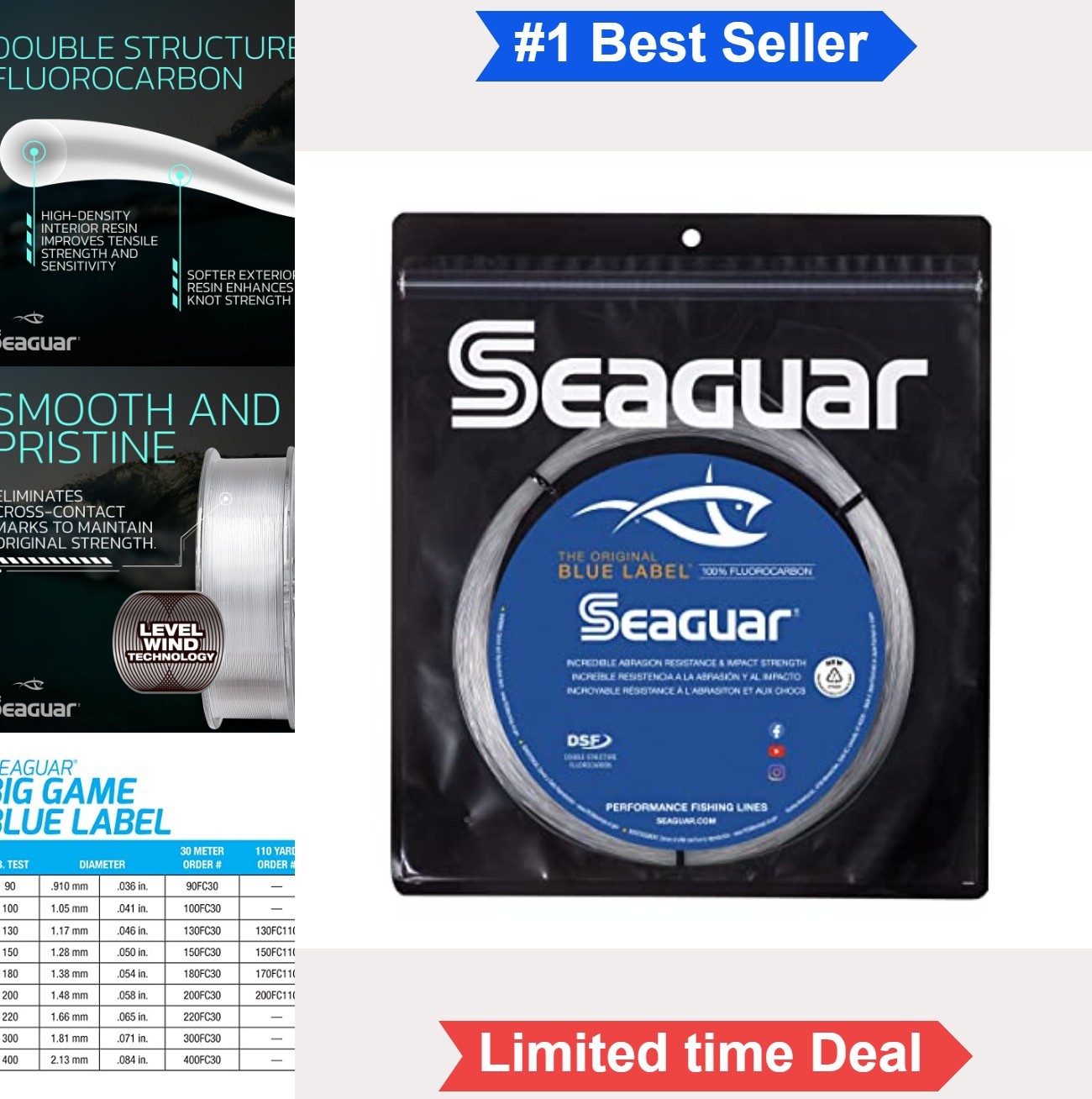 Saltwater Fishing Leader Line 100% Fluorocarbon 400LB Test Heavy Duty Coil Tuna
