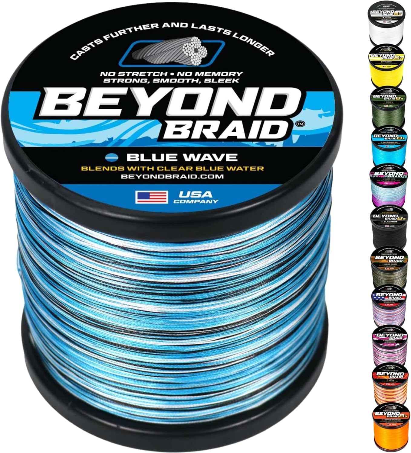 Abrasion Resistant Braided Fishing Line 300 Yards 20kg Blue Camo Polyethylene