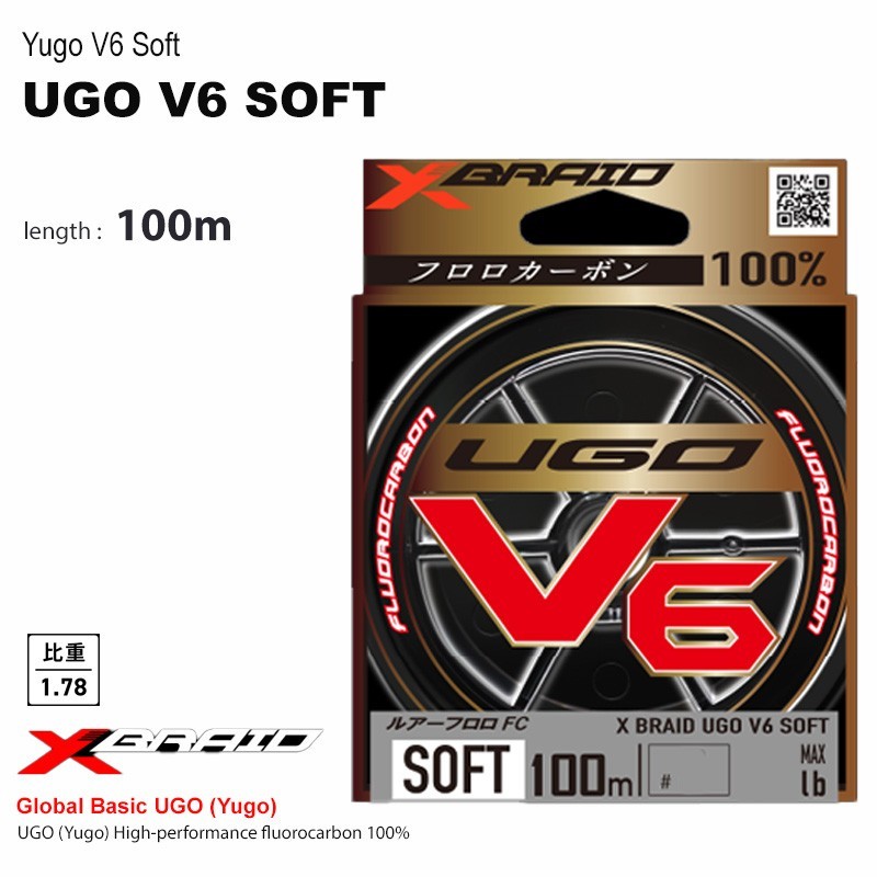 YGK YOTSUAMI XBRAID UGO V6 SOFT Nylon Line made in japan