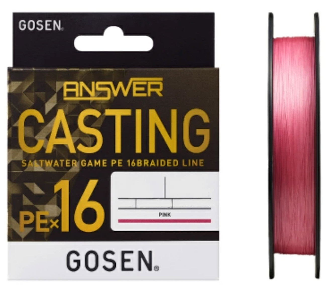Gosen 16 Braid PE for casting #0.8 200ｍ Pink from Japan