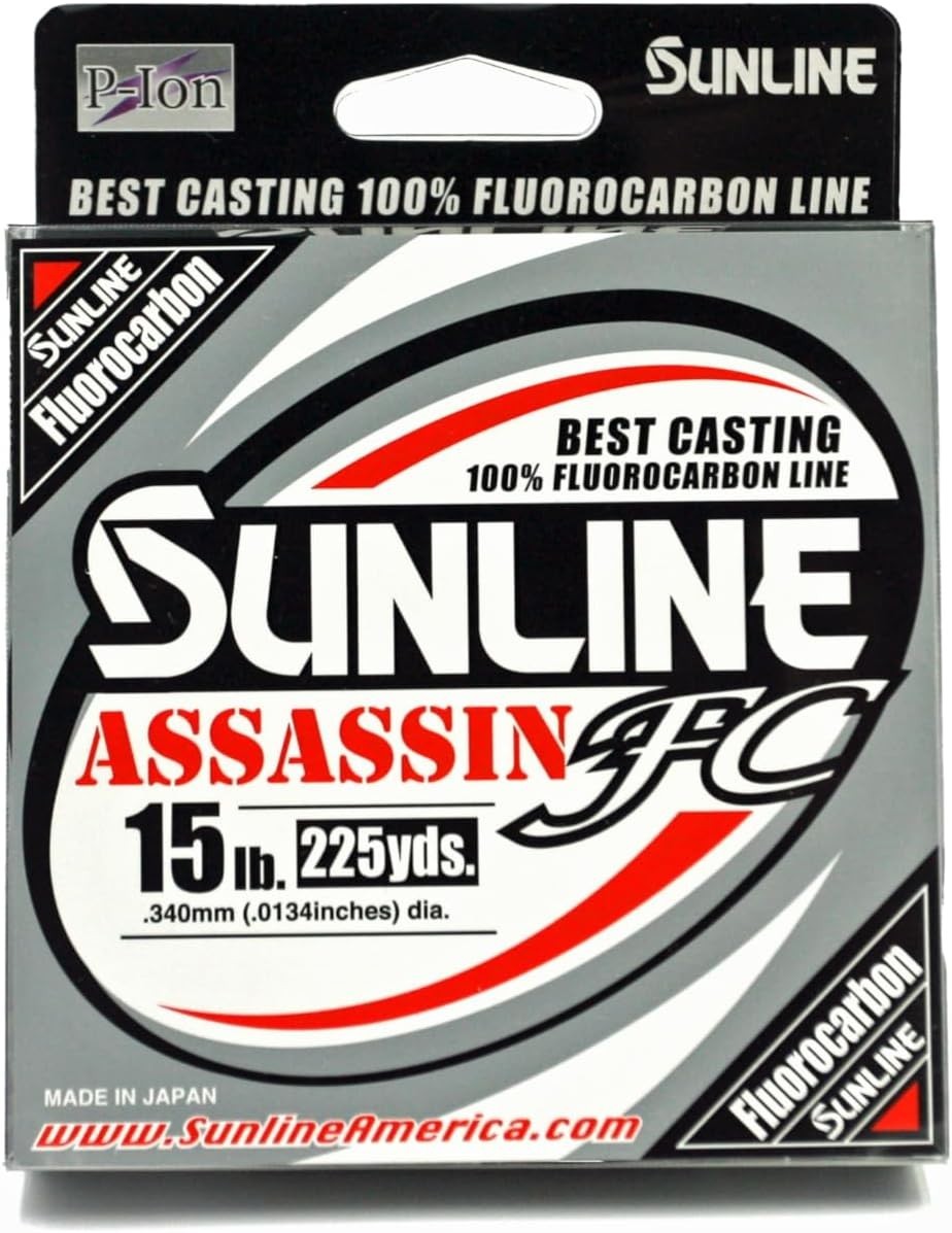 Assassin FC 15lb Fluorocarbon Fishing Line – 225 Yards, Ultra Sleek & Invisible