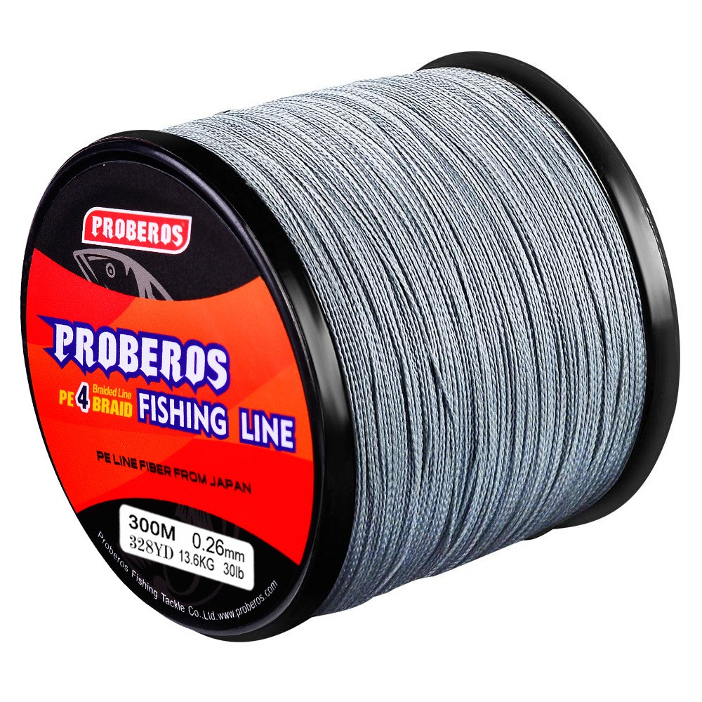 300M Braided Fishing Line 4X Grey/Yellow/Blue/Green/Red Stand Braided Line