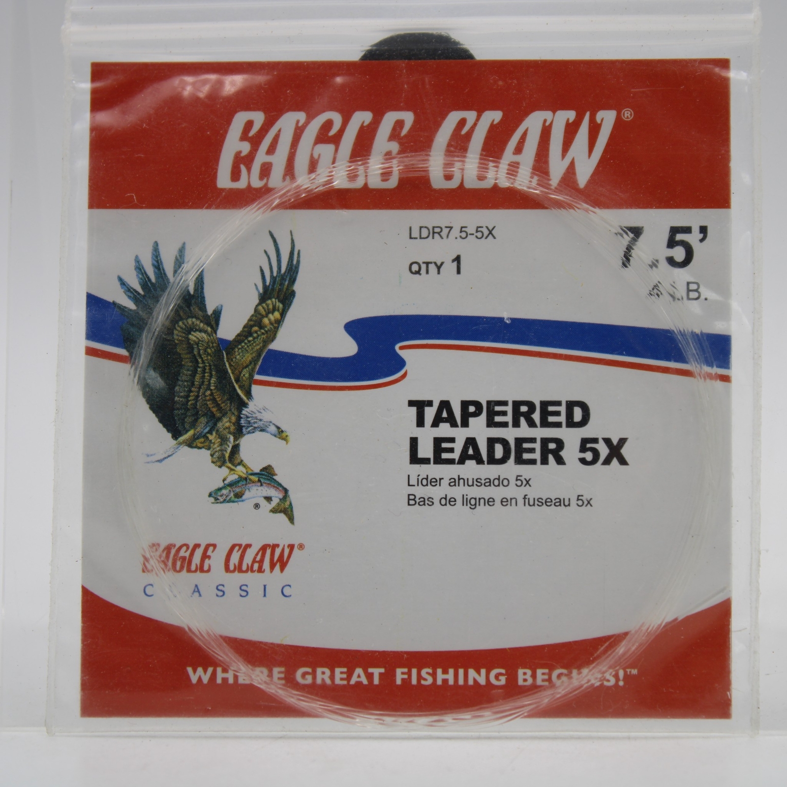 Eagle Claw Classic Tapered Leader 5X Fishing Line LDR7.5-5X 7.5ft 4lb