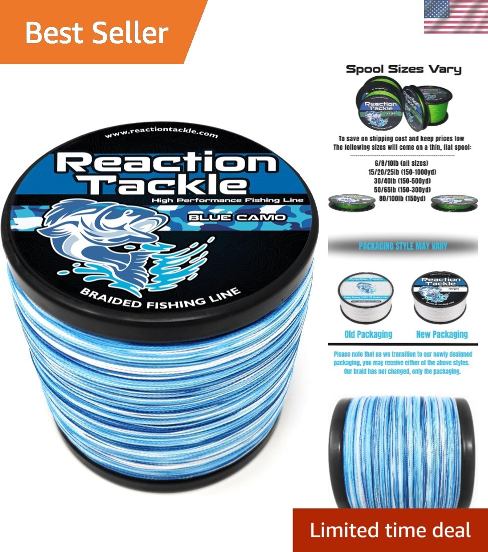 Versatile Blue Camo Braided Fishing Line – 300 Yards for Freshwater & Saltwater