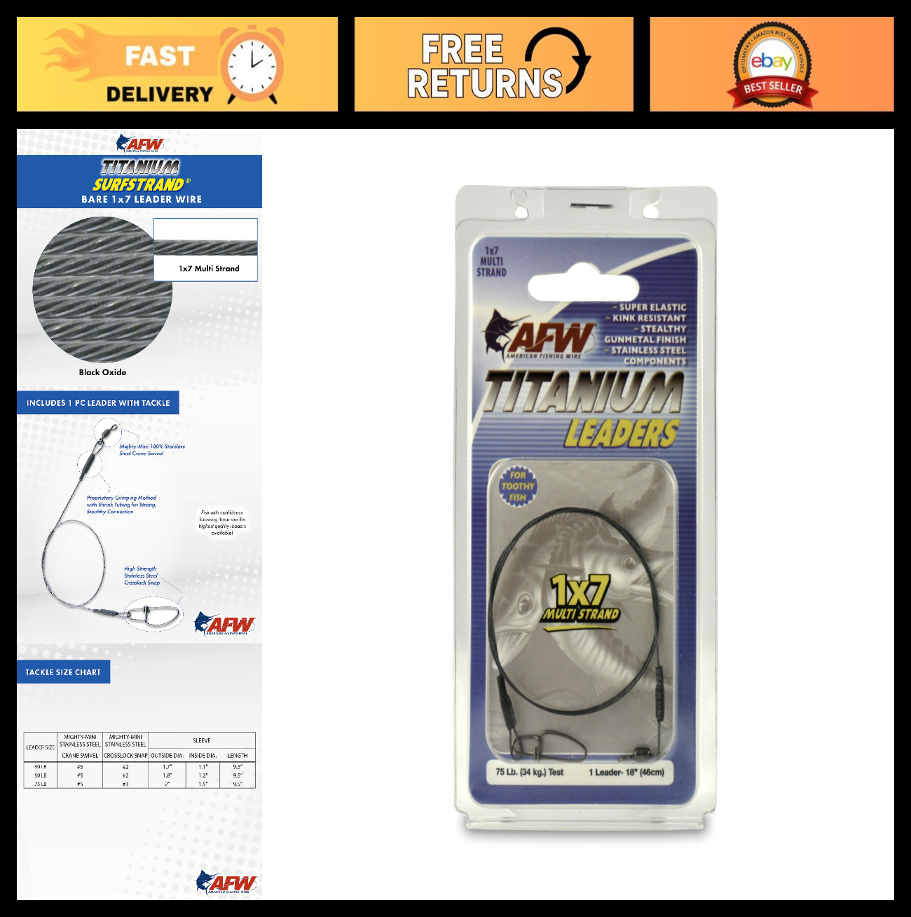 High-Strength Titanium Surfstrand 1×7 Fishing Leaders – Durable & Flexible