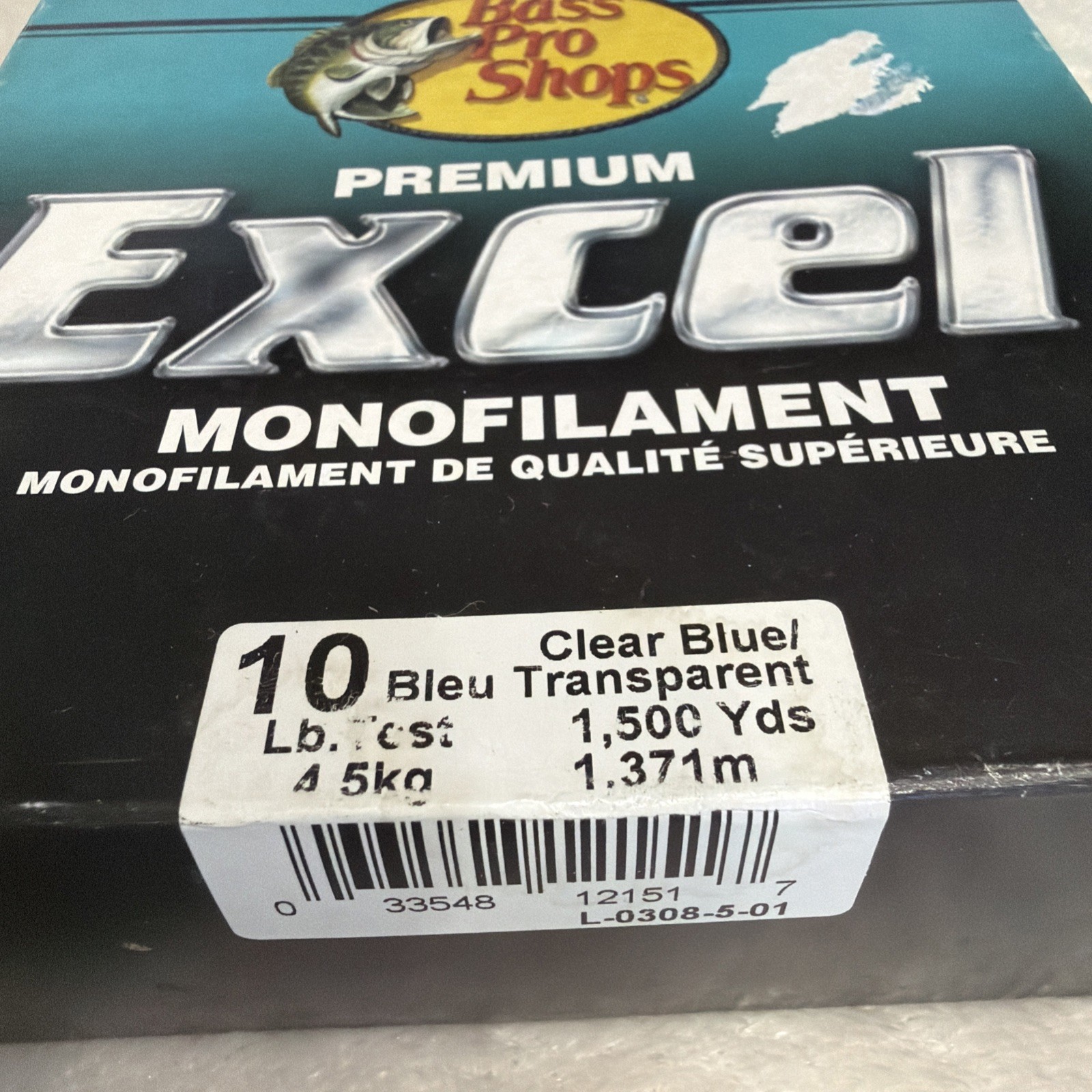 Premium Excel Monofilament Fishing Line 10lb Test 1500 Yards Clear Blue 2 Boxes