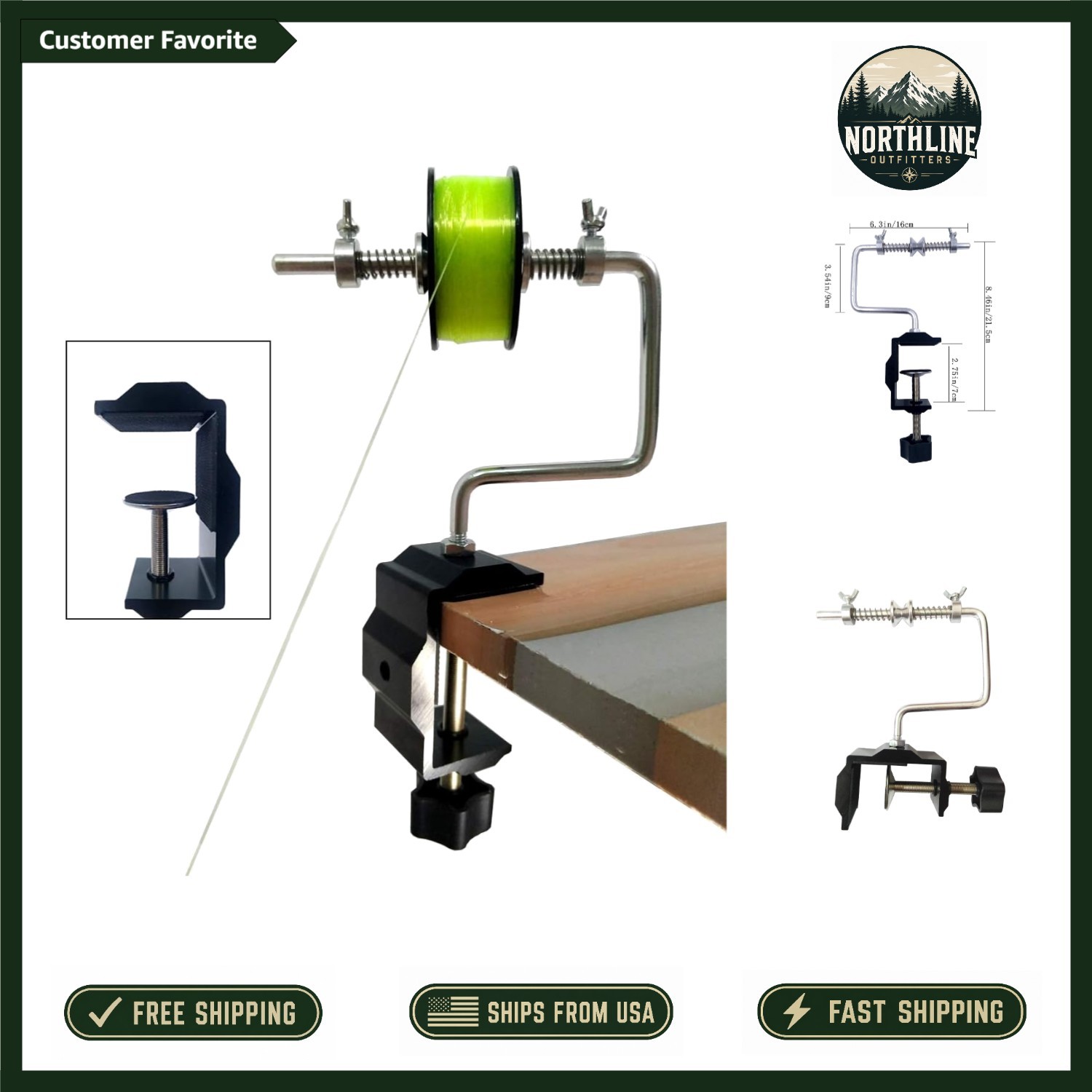 Precision Fishing Line Spooler – Portable Aluminum Winder with Easy Clamp System
