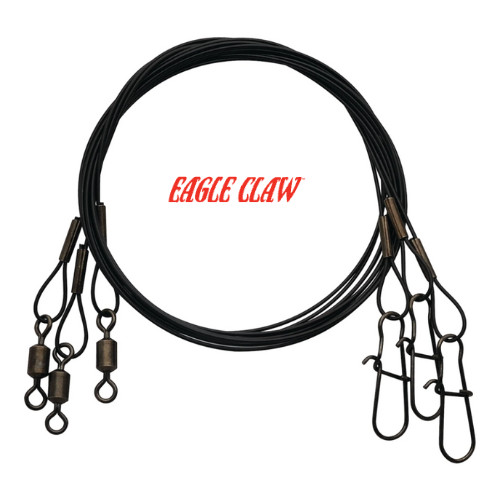 Eagle Claw Heavy Duty Wire Black Nylon Coated Leader 3CT 18″ 30lb. Test