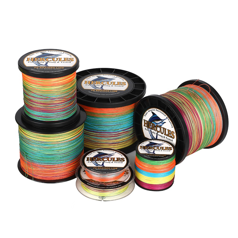 HERCULES Multicolor 12 Strands PE Braided Fishing Line Strong Wear Resistance