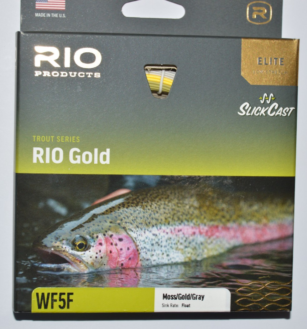 rio elite slick cast fly line moss/gold/gray wf5f 90′ flyfishing float