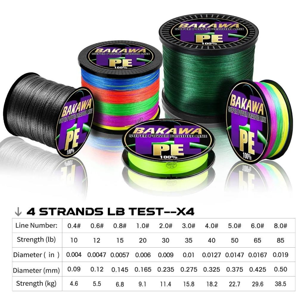 Bakawa 4 Strands Braided Fishing Lines Multifilament Pesca 100m 300m 500m 1000m