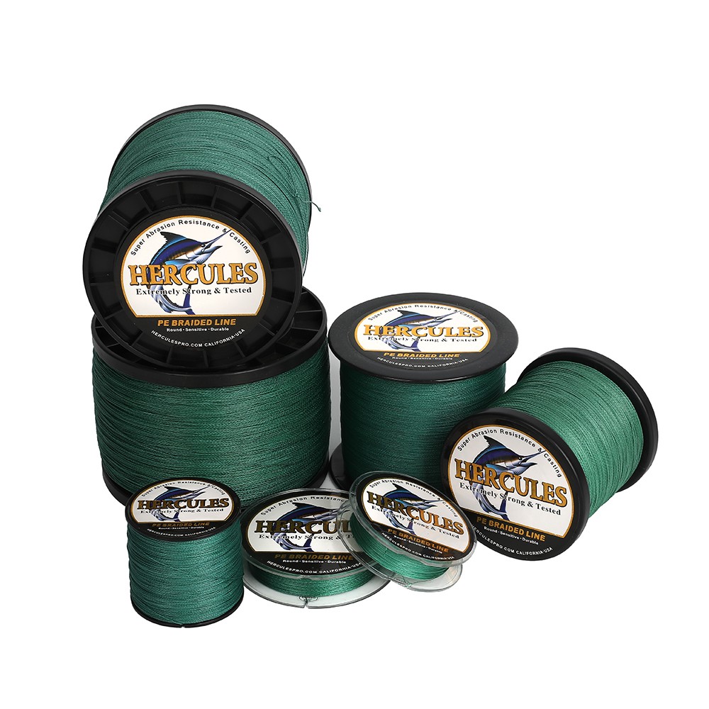 HERCULES Green Low-Vis Braided Fishing Line 4 Strands 6lb-100lb 100M-2000M