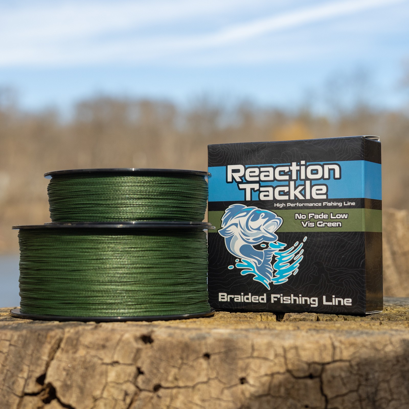 Reaction Tackle Performance Braided Fishing Line / Braid – NO FADE Low Vis Green