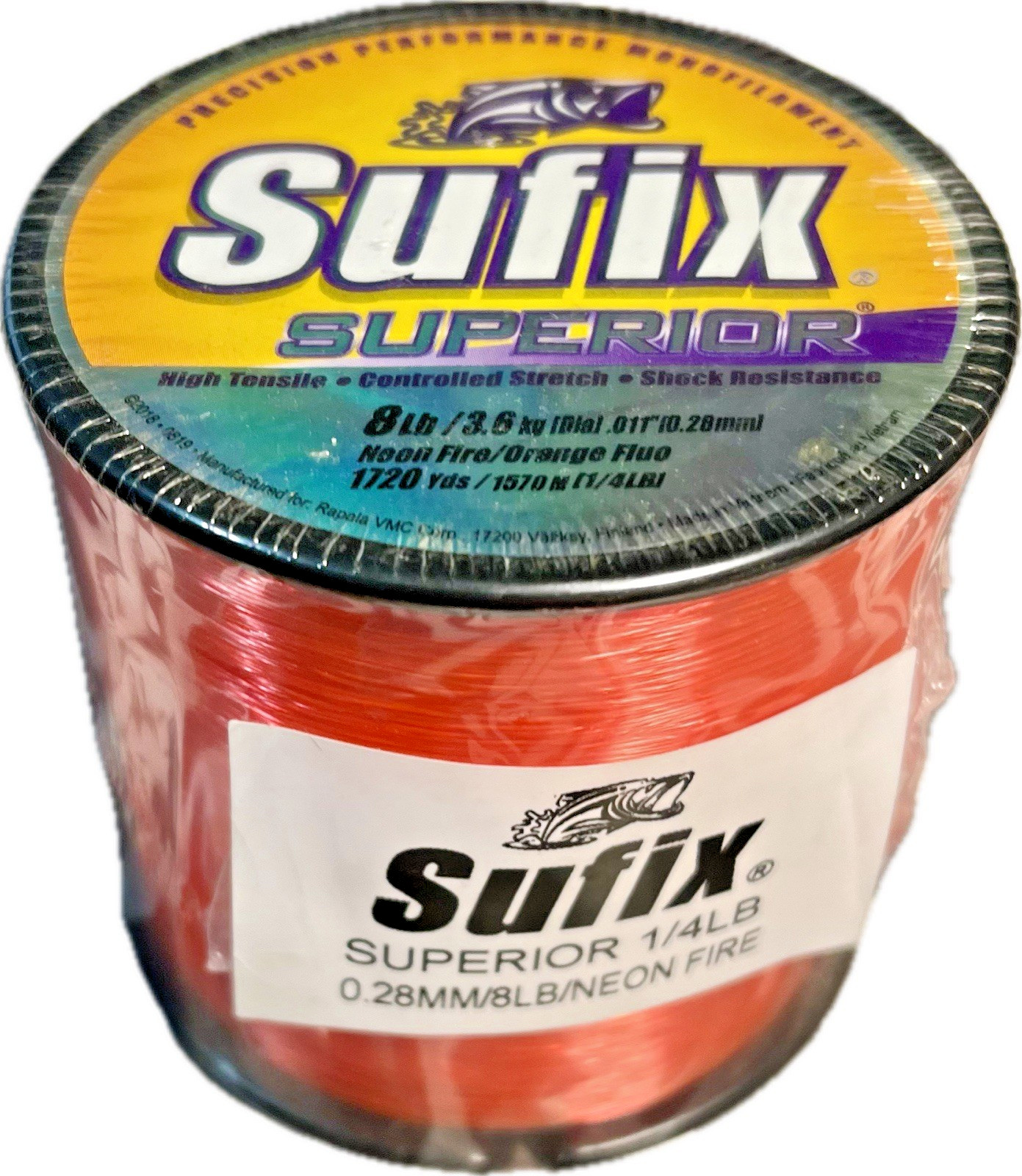 SUFFIX SUPERIOR HI-VIS 8 lb test Monofilament Fishing Line 1720 Yd Spool 1/4 lb