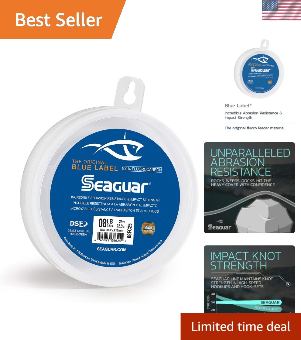 Fast Sinking Blue Label 8 lbs Fluorocarbon Leader Line, Multiple Sizes Available