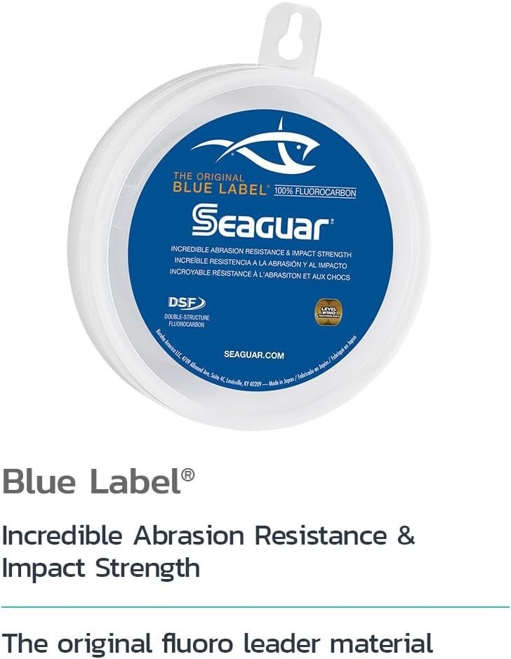 Blue Label 12lbs Fluorocarbon Leader Line – 150ft for Saltwater Angling