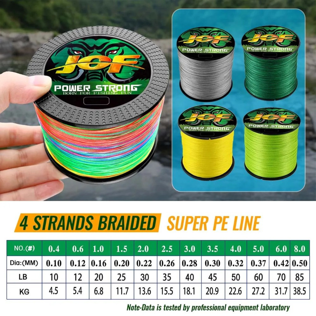 JOF 4 Strands Fishing Line 300/100M Braided PE Fishing Strong Fishing Line Multi